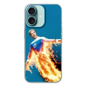 Чохол з принтом Фантастична четвірка для iPhone 16 Plus (Людина-факел у вогні)