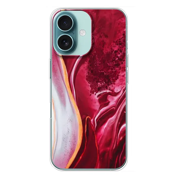 Чохол з принтом «Мрамор червоний» для iPhone 16 Plus