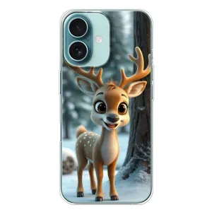 Яскравий чохол для iPhone 16 Plus з Зимові Оленята (Оленятко в лісі)