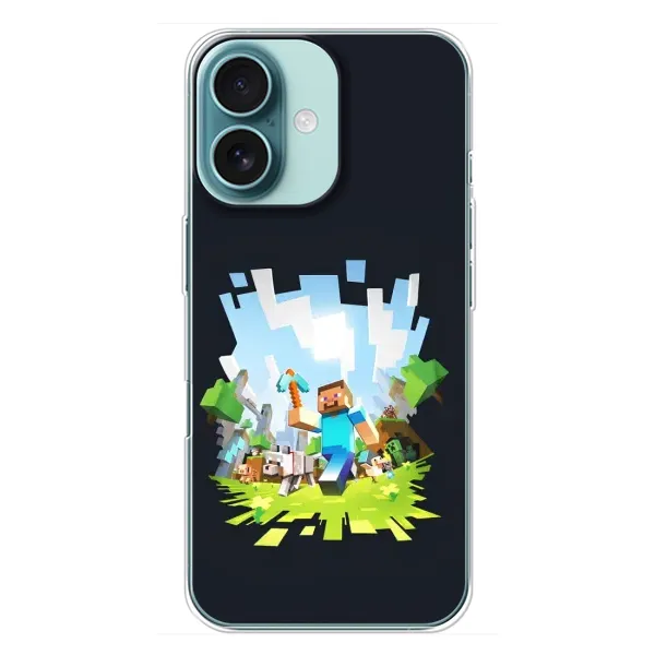 Чохол з принтом «персонажі Minecraft» для iPhone 16 Plus