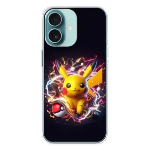 Чохол з Пікачу на iPhone 16 Plus (Пікачу з м'ячем)
