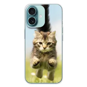 Чехлы с Котиками для iPhone 16 Plus (VPrint) (Прыжок кота)