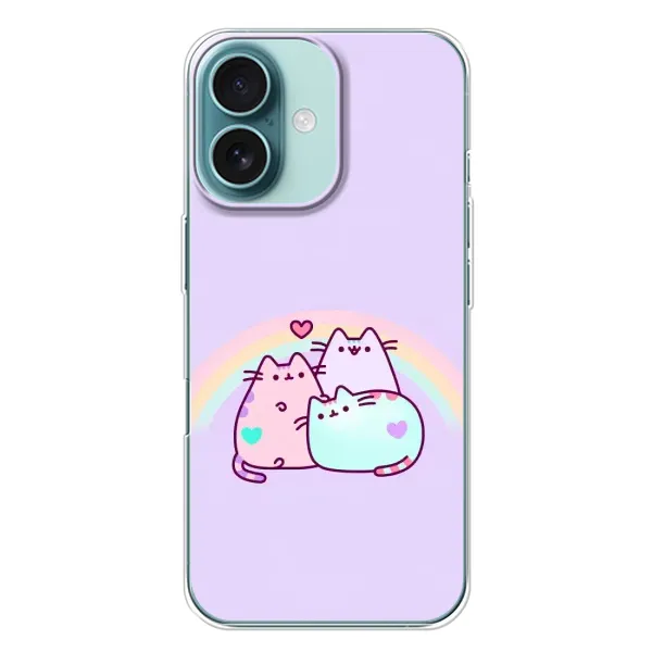 Чехол с принтом «Радужные котики» для iPhone 16 Plus