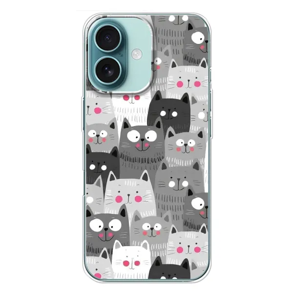 Чехол с принтом «Рисованные котики» для iPhone 16 Plus