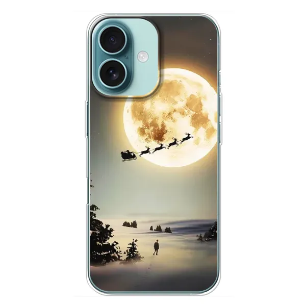 Чехол с принтом «Санта на луне» для iPhone 16 Plus