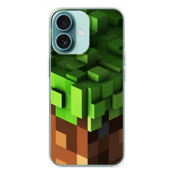 Чохол з принтом «текстура Майнкрафт» для iPhone 16 Plus