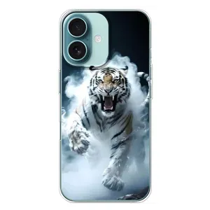 Чохол з картинкою 'Хижаки' для iPhone 16 Plus (Білий тигр у диму)