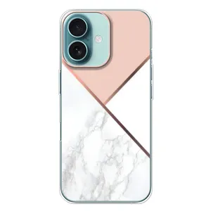 Мраморный чехол на iPhone 16 Plus (VPrint) (Тройной мрамор)