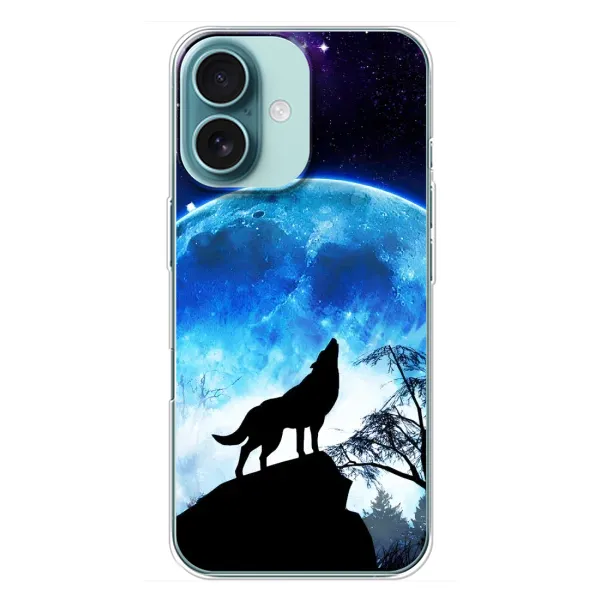 Чохол з принтом «Вовк на місяць» для iPhone 16 Plus