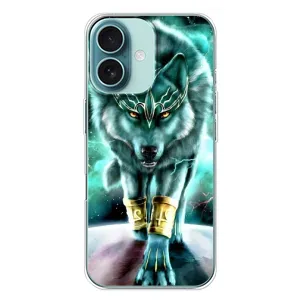 Защитные чехлы для Айфон 16 Плюс (AlphaPrint) (ХИТ продаж) ВОЛК (Яркий волк)