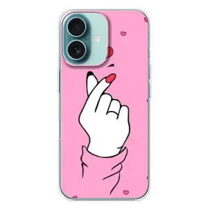 Чехол с принтом для iPhone 16 Plus (AlphaPrint - Знак сердечка) (Знак Love)
