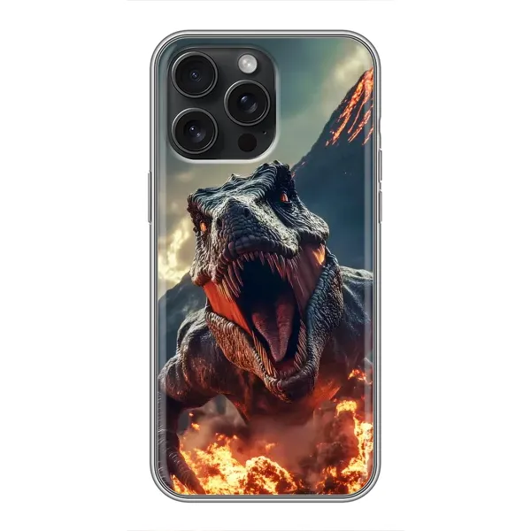 Чехол с принтом «Огненный динозавр» для iPhone 16 Pro Max
