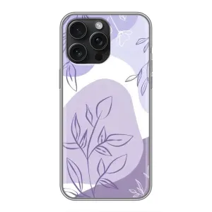 Силконовий чохол з принтом в квітах на iPhone 16 Pro Max (Фіолетове листя абстракція)