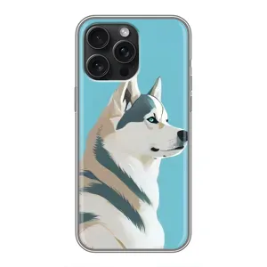 Чехол с Хаски для iPhone 16 Pro Max - (AlphaPrint) (Хаски арт)