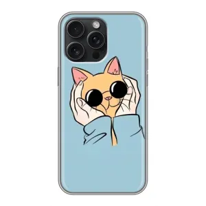 Чехол на Айфон 16 Про Макс с Котами (VPrint) (Котик в очках)