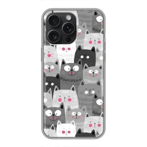 Чехлы с Котиками для iPhone 16 Pro Max (VPrint) (Рисованные котики)