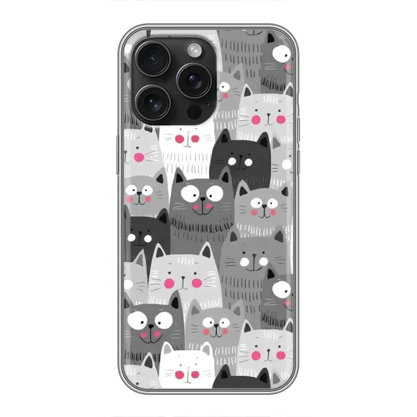 Чехол с принтом «Рисованные котики» для iPhone 16 Pro Max Чехол с принтом «Рисованные котики» для iPhone 16 Pro Max