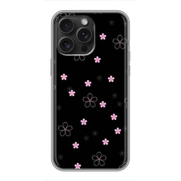Чехол с принтом «Розовые цветы на черном» для iPhone 16 Pro Max Чехол с принтом «Розовые цветы на черном» для iPhone 16 Pro Max