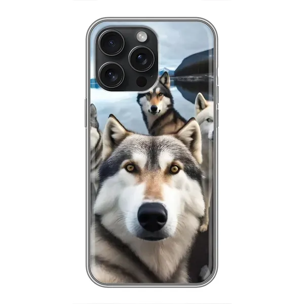 Чехол с принтом «Селфи ХАски» для iPhone 16 Pro Max Чехол с принтом «Селфи ХАски» для iPhone 16 Pro Max