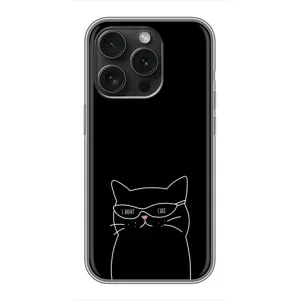 Чехол с рисунком кот на iPhone 16 Pro (Равнодушный кот)
