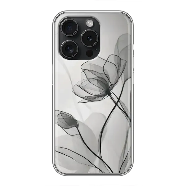 Чохол з принтом «Чорні квіти» для iPhone 16 Pro