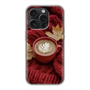 Чехол с уникальным дизайном «Осень с кофе» для iPhone 16 Pro (Кофе на пледе)