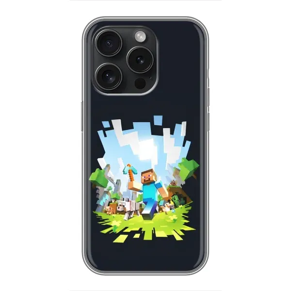 Чохол з принтом «персонажі Minecraft» для iPhone 16 Pro
