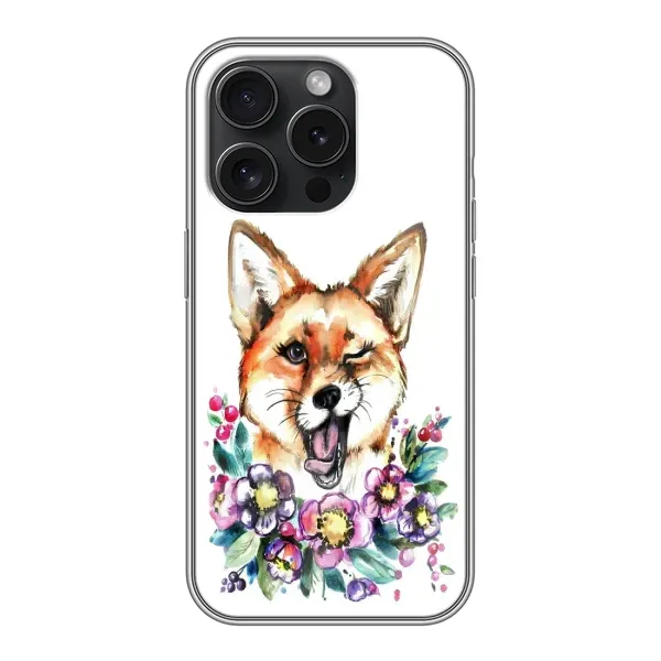Чехол с принтом «Веселая лисичка» для iPhone 16 Pro