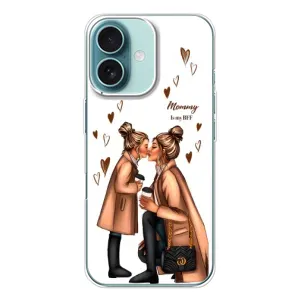 Чехол с печатью для iPhone 16 - (Мама с ребенком) (AlphaPrint) (Дочка и мама)