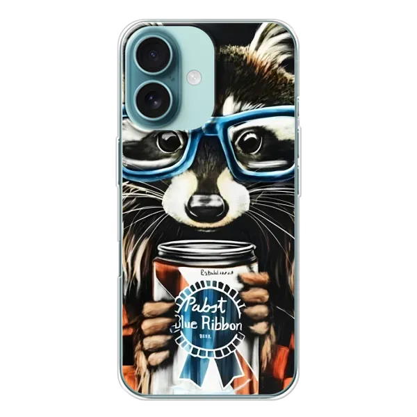 Чохол з принтом «Єнот з банкою» для iPhone 16