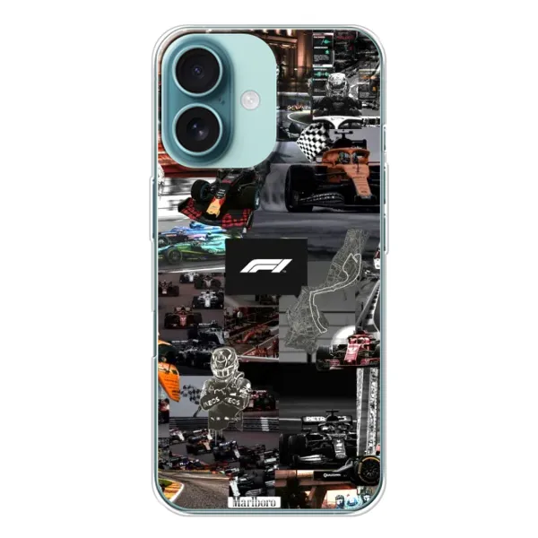 Чехол с принтом «Гоночный коллаж Ф1» для iPhone 16