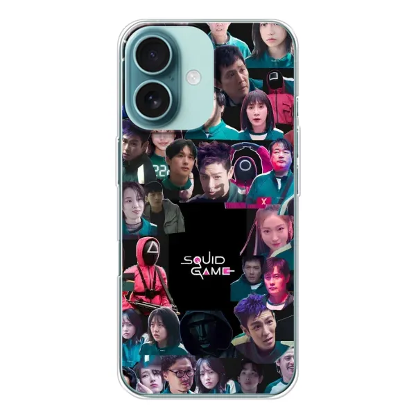 Чехол с принтом «Коллаж Игра кальмара» для iPhone 16