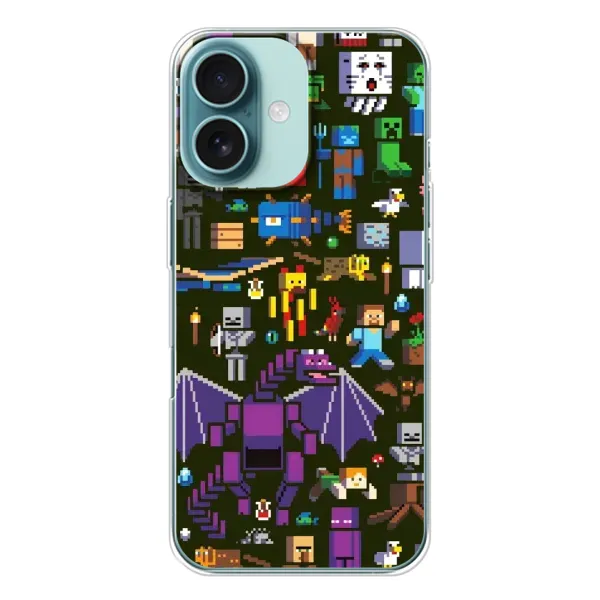 Чохол з принтом «Колаж Майнкрафт» для iPhone 16 Чохол з принтом «Колаж Майнкрафт» для iPhone 16