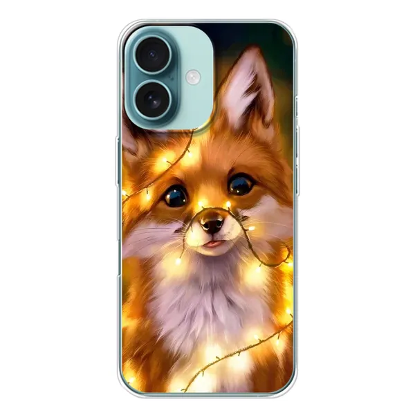 Чехол с принтом «Лисичка в гирляндах» для iPhone 16