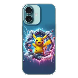 Чехол с Пикачу на iPhone 16 (Лого Пикачу)