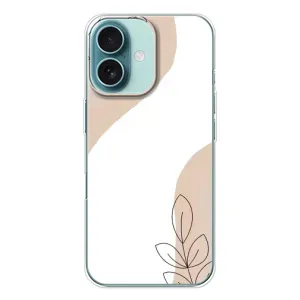 Силиконовый чехол с принтом в цветах на iPhone 16 (Нюдовая веточка абстракция)