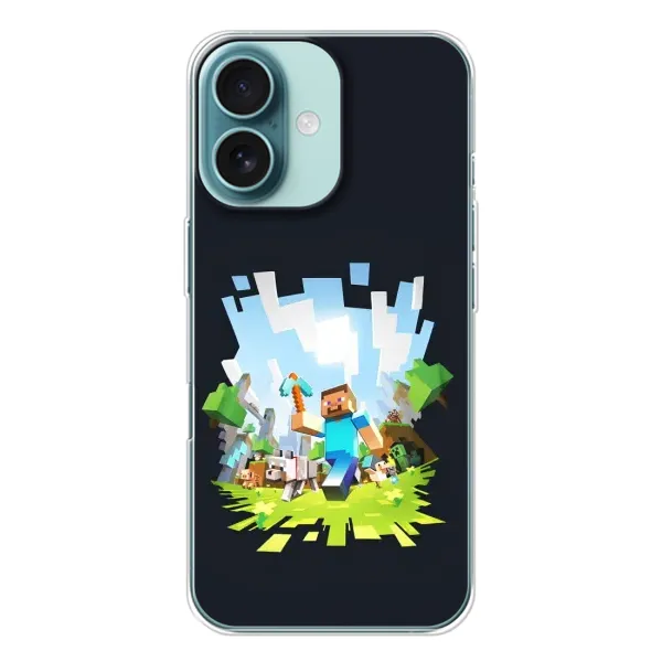 Чохол з принтом «персонажі Minecraft» для iPhone 16 Чохол з принтом «персонажі Minecraft» для iPhone 16