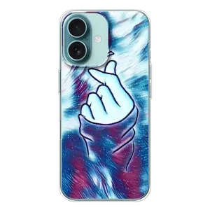 Чехол с принтом для iPhone 16 (AlphaPrint - Знак сердечка) (Радужное сердце)