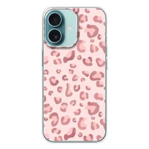 Чехол с розовым рисунком для iPhone 16 (Розовый леопард)