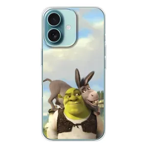 Чехол с мультфильмом Шрек на iPhone 16 (Шрек и Осел)