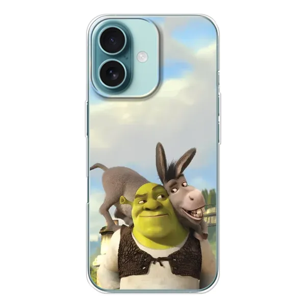 Чехол с принтом «Шрек и Осел» для iPhone 16