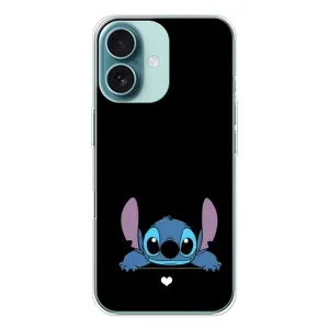 Чехол с принтом Стич на iPhone 16 (Стич на черном)