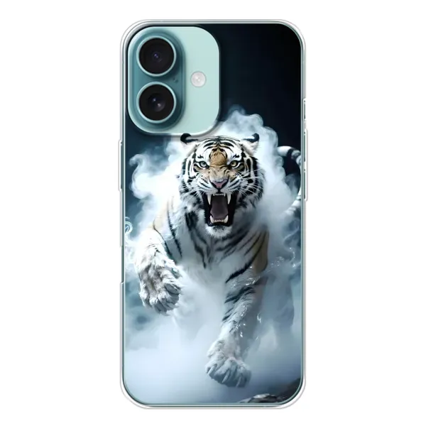 Чехол с принтом «Белый тигр в дыму» для iPhone 16 Чехол с принтом «Белый тигр в дыму» для iPhone 16