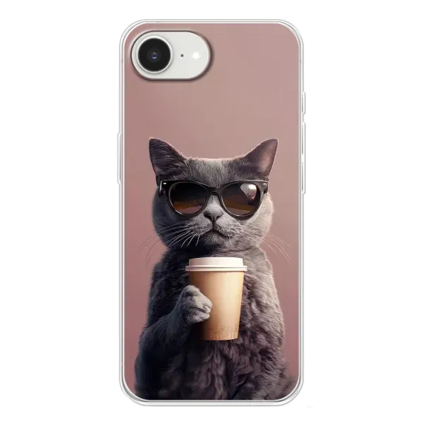 Чехол с принтом «Кот с кофе» для iPhone 16e