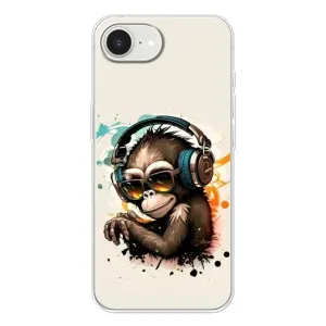 Чехол с Обезьянами iPhone 16е - (AlphaPrint) (Макака в наушниках)