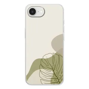 Силиконовый чехол с принтом в цветах на iPhone 16e (Зеленая монстера дизайн)