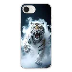 Чехол с картинкой «Хищники» для iPhone 16e (Белый тигр в дыму)