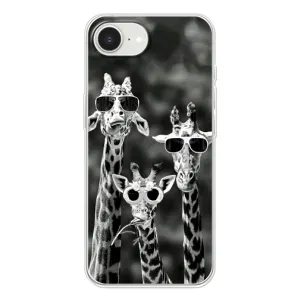 Силиконовый чехол с КАРТИНКАМИ лето для iPhone 16е (AlphaPrint) (Жирафы в очках)