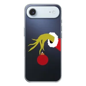 Зимние Чехлы для Айфон 17 Air - прозрачный фон (Гринч с игрушкой)