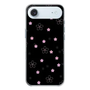 Чехол с розовым рисунком для iPhone 17 Air (Розовые цветы на черном)